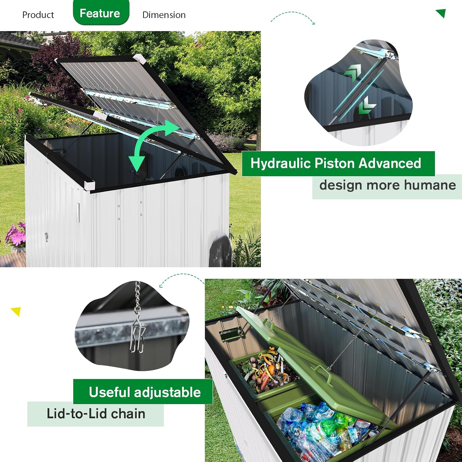 YODOLLA 46 Cu.Ft Outdoor Horizontal Storage Shed, Whitebest