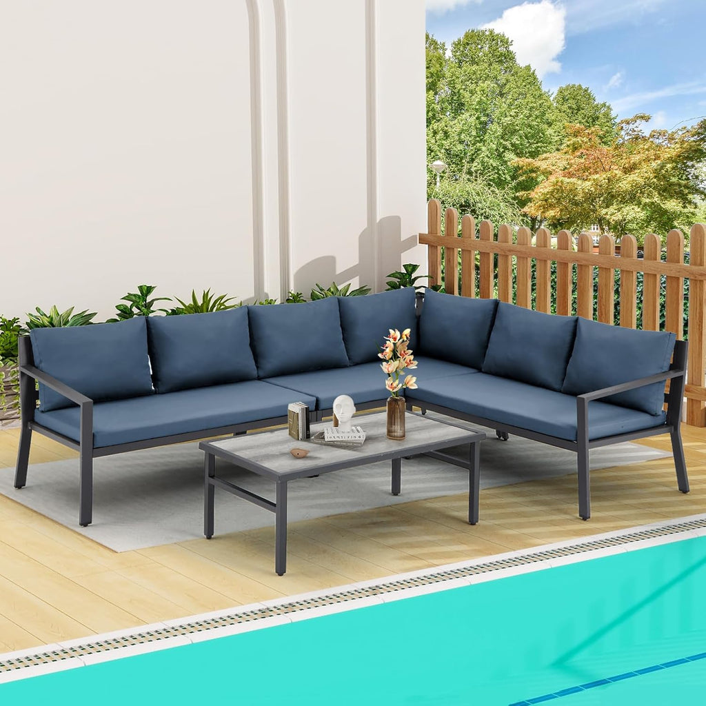 YODOLLA Metal Patio Sofa Set w/ Cushions