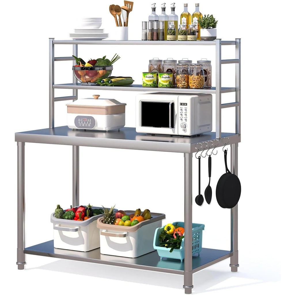 YODOLLA 48"x24" Stainless Steel Table with Overshelves