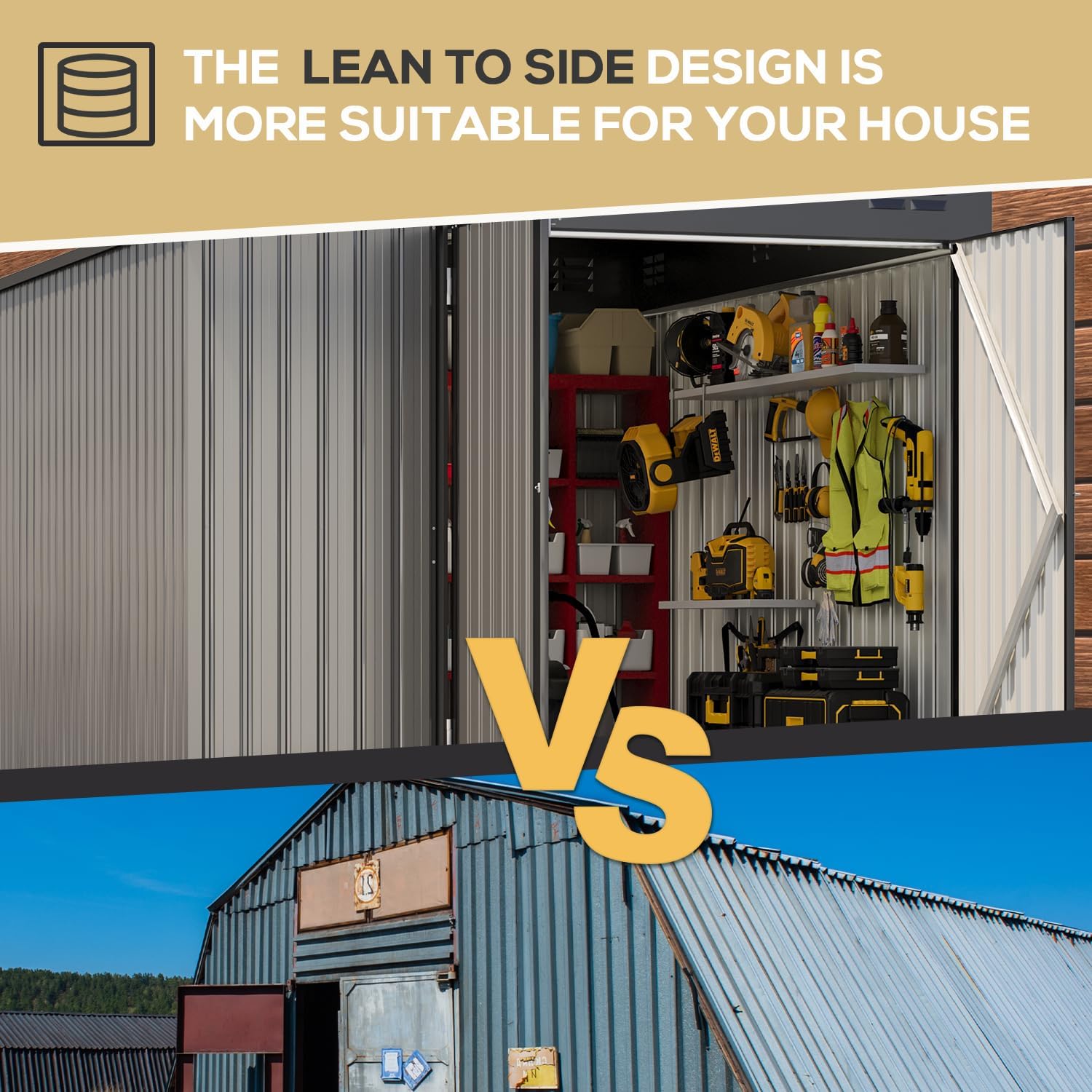 YODOLLA 8x10 Lean-to Shed, Outdoor Storage Shed, Gray