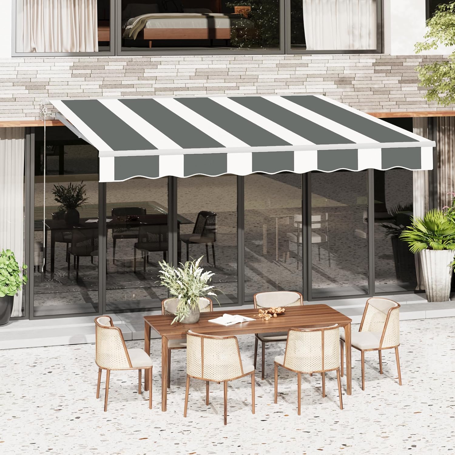 YODOLLA 13'×10' Manual Retractable Awning Sun Shade Patio