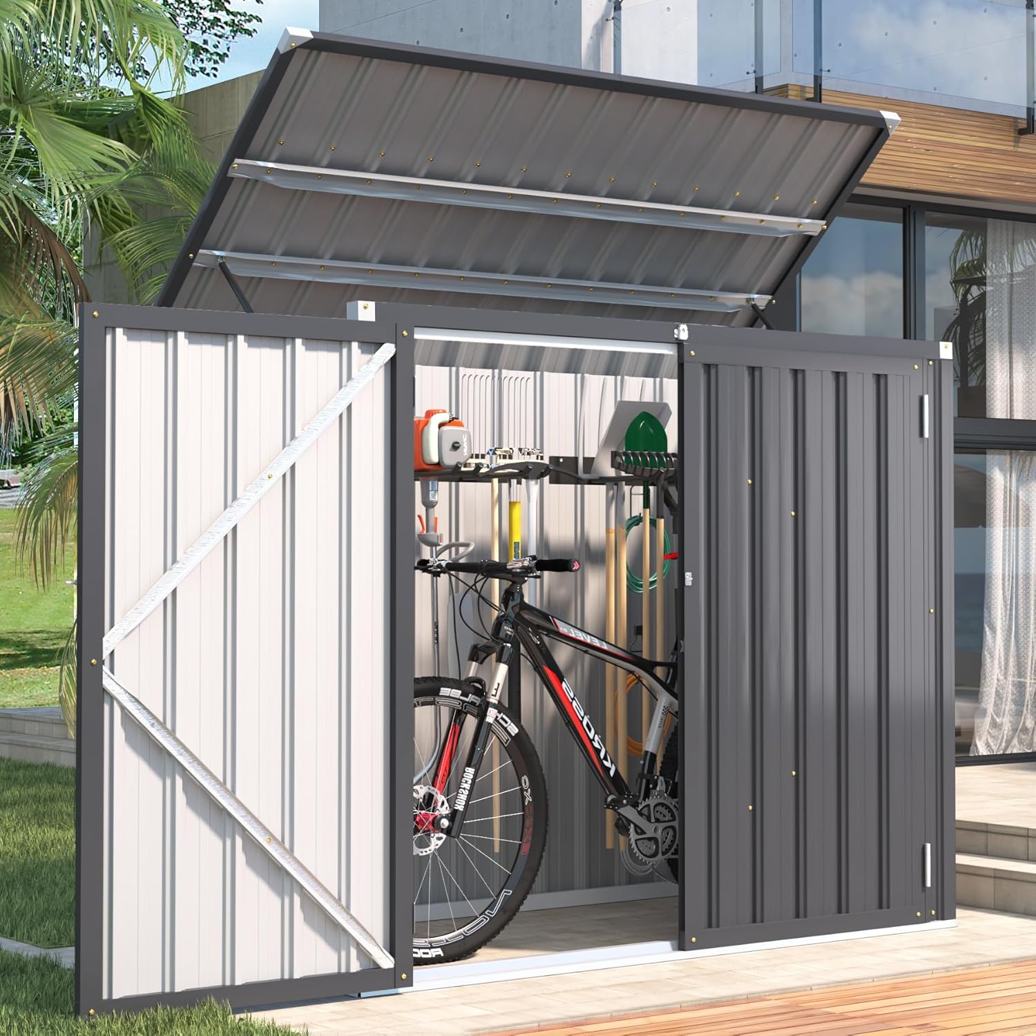 YODOLLA 46 Cu.Ft Outdoor Horizontal Storage Shed, Dark Greybest