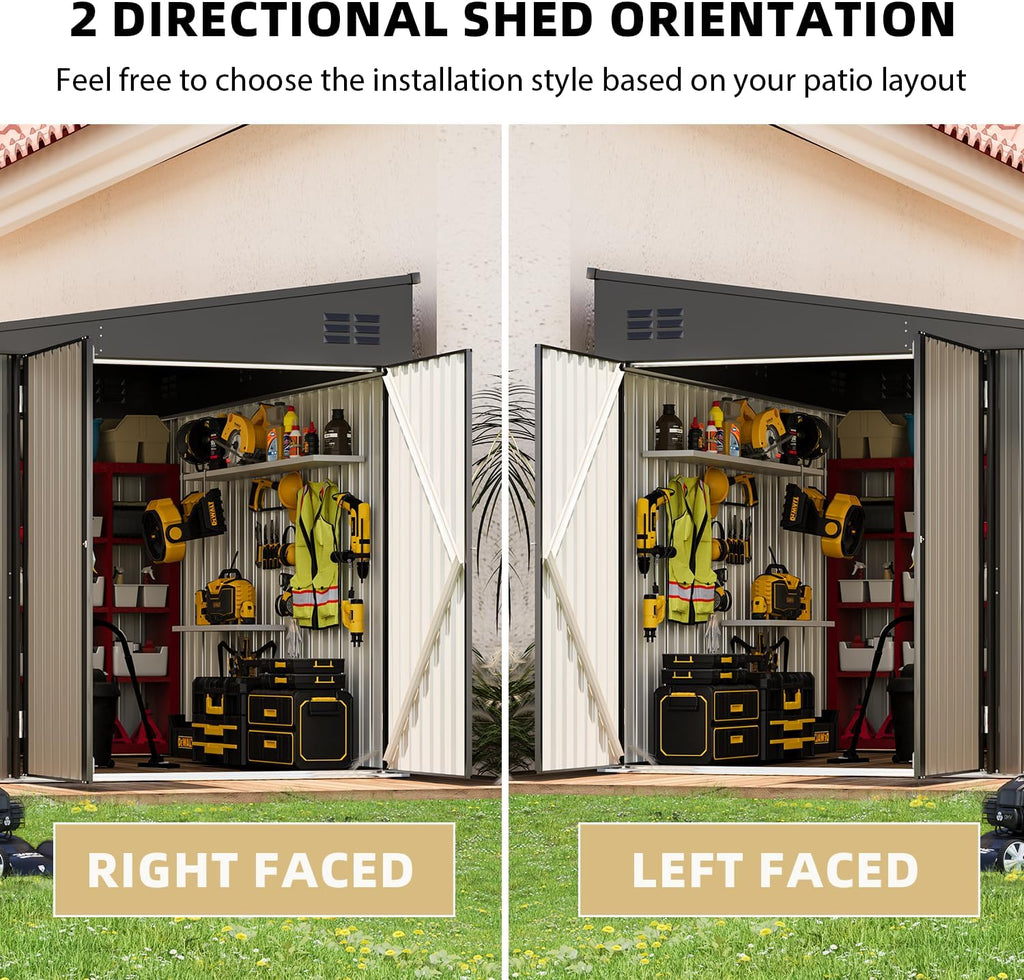 YODOLLA 8x10 Lean-to Shed, Outdoor Storage Shed, Gray