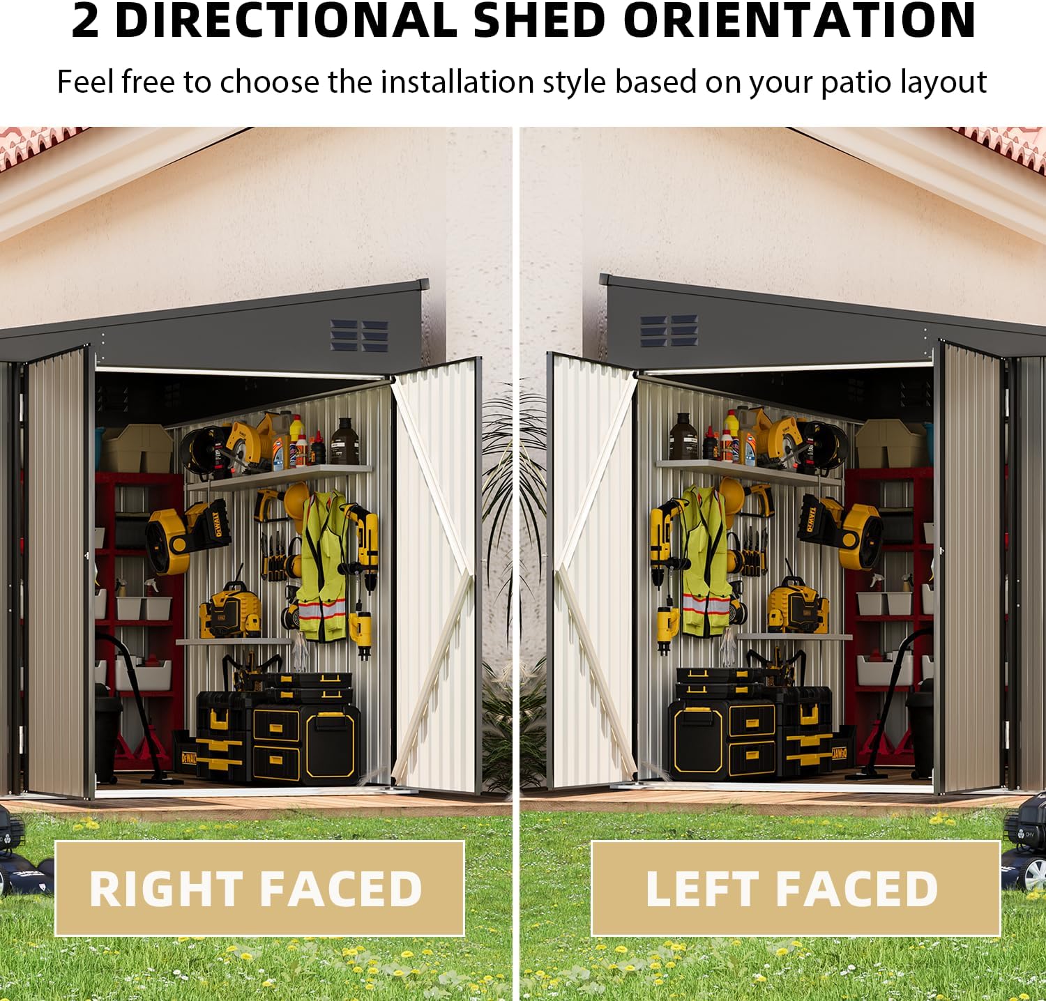 YODOLLA 8x10 Lean-to Shed, Outdoor Storage Shed, Gray