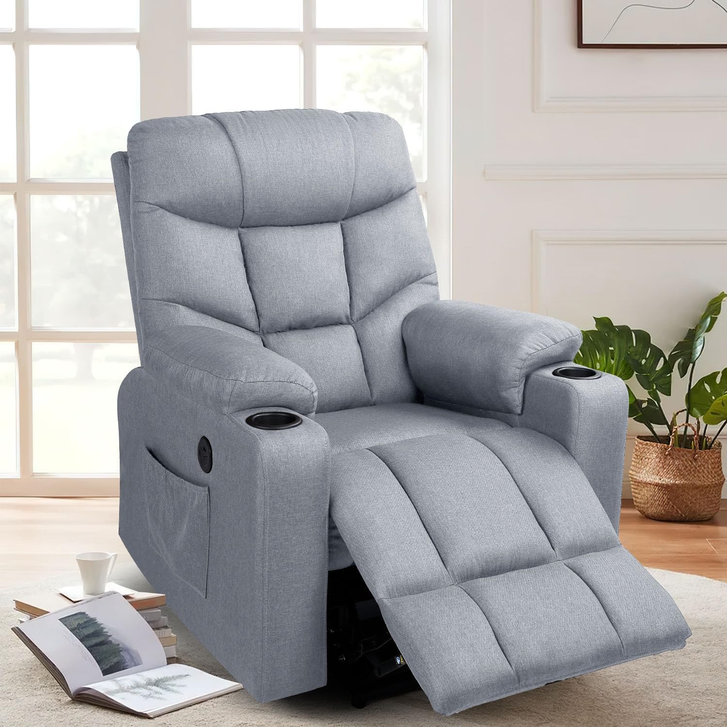 YODOLLA Massage Power Lift Recliner for Elderly, Linen Fabric, Greybest
