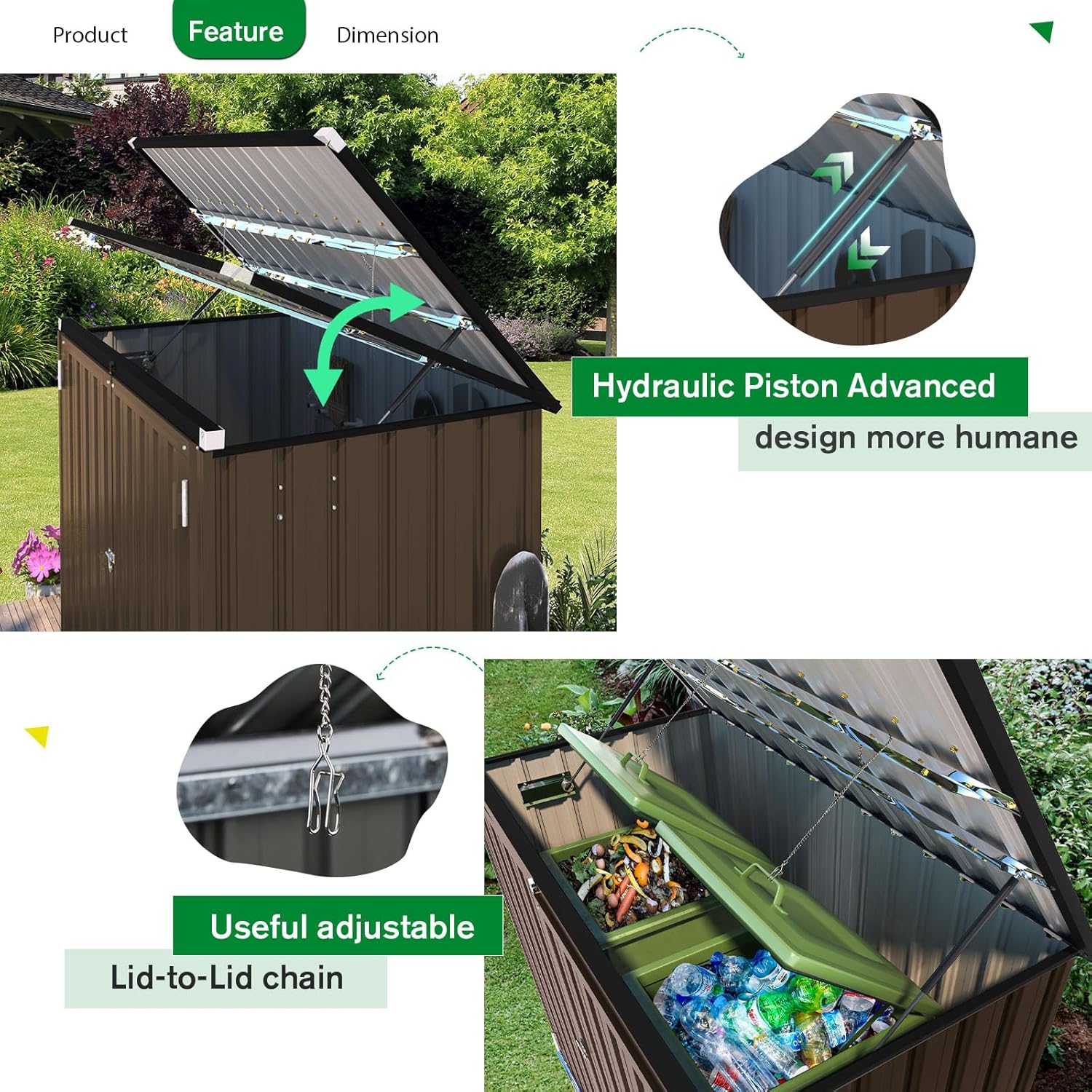 YODOLLA 46 Cu.Ft Outdoor Horizontal Storage Shed, Brownbest