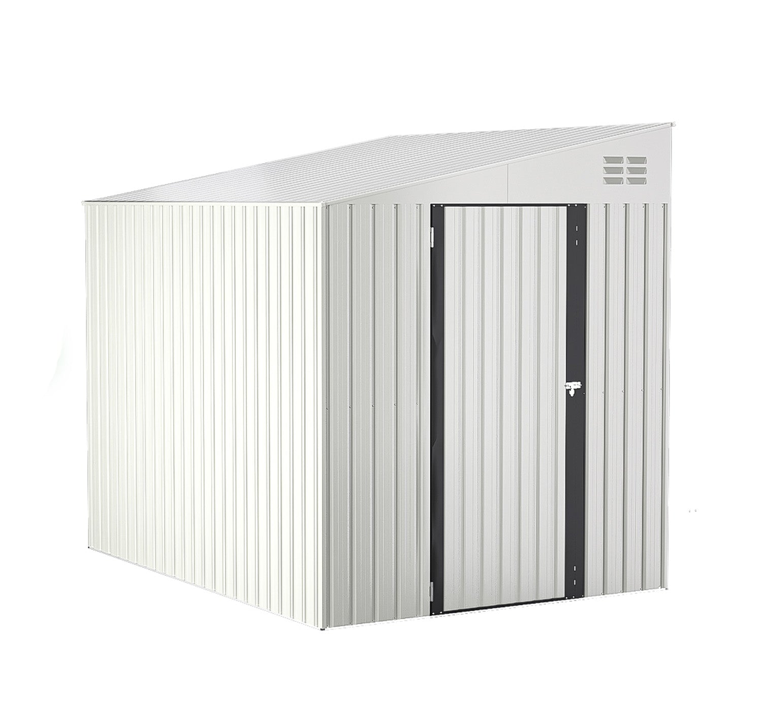 YODOLLA Outdoor 6' x 8' Metal Wall Side Lean to Storage Shed, White