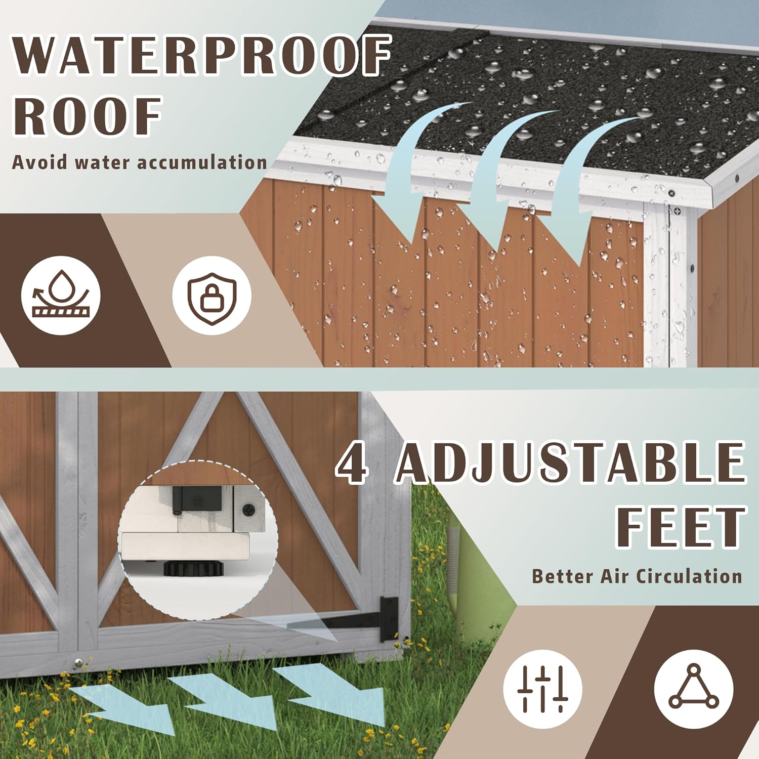 YODOLLA Outdoor Storage Shed with Waterproof Roof, Brown