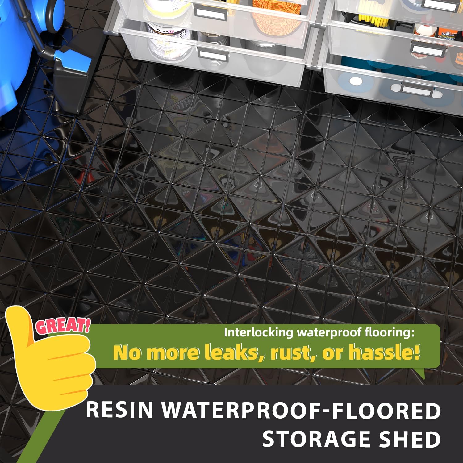 YODOLLA 5'x3' Outdoor Storage Shed with Floor Base