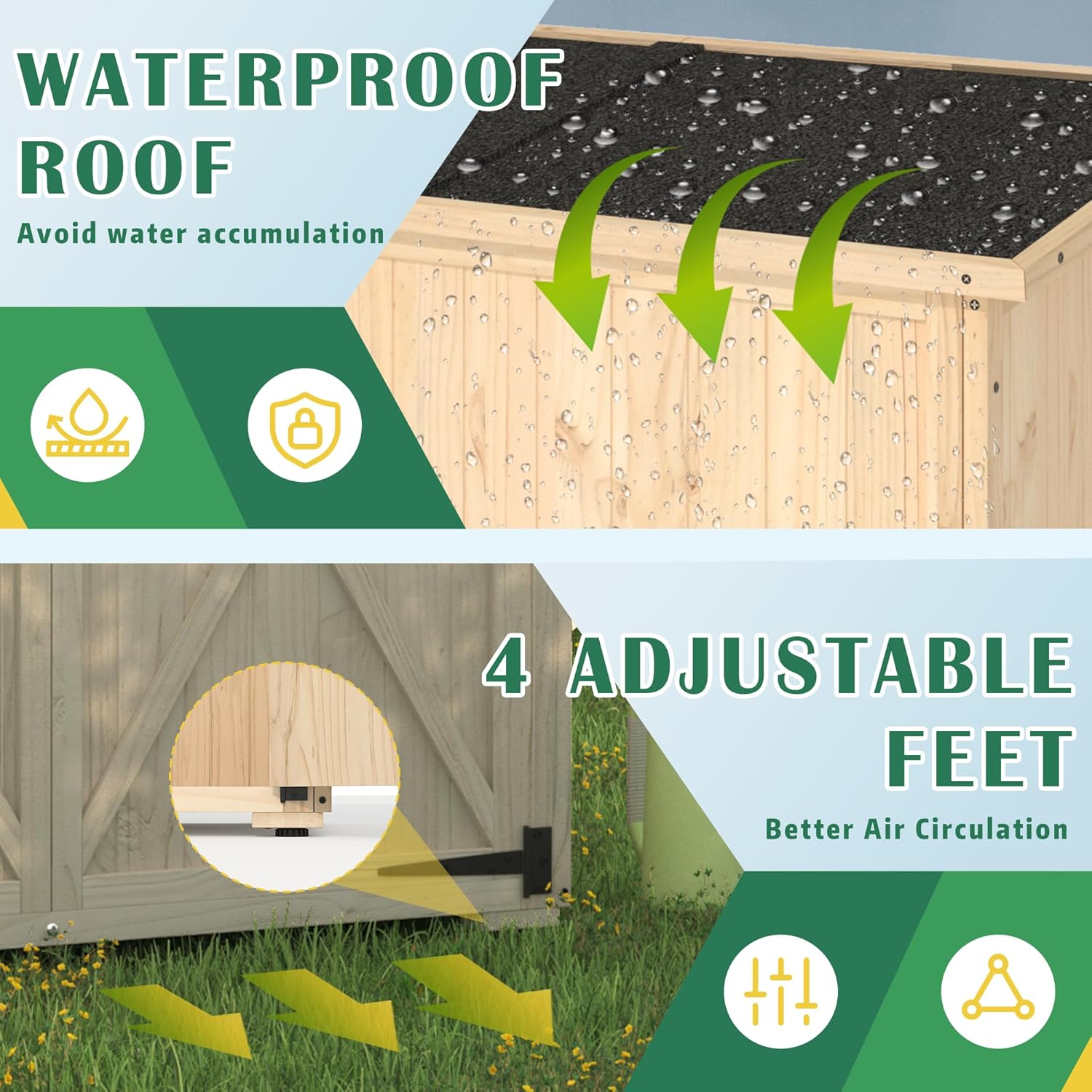 YODOLLA Outdoor Storage Shed with Waterproof Roof, Natural Woodbest