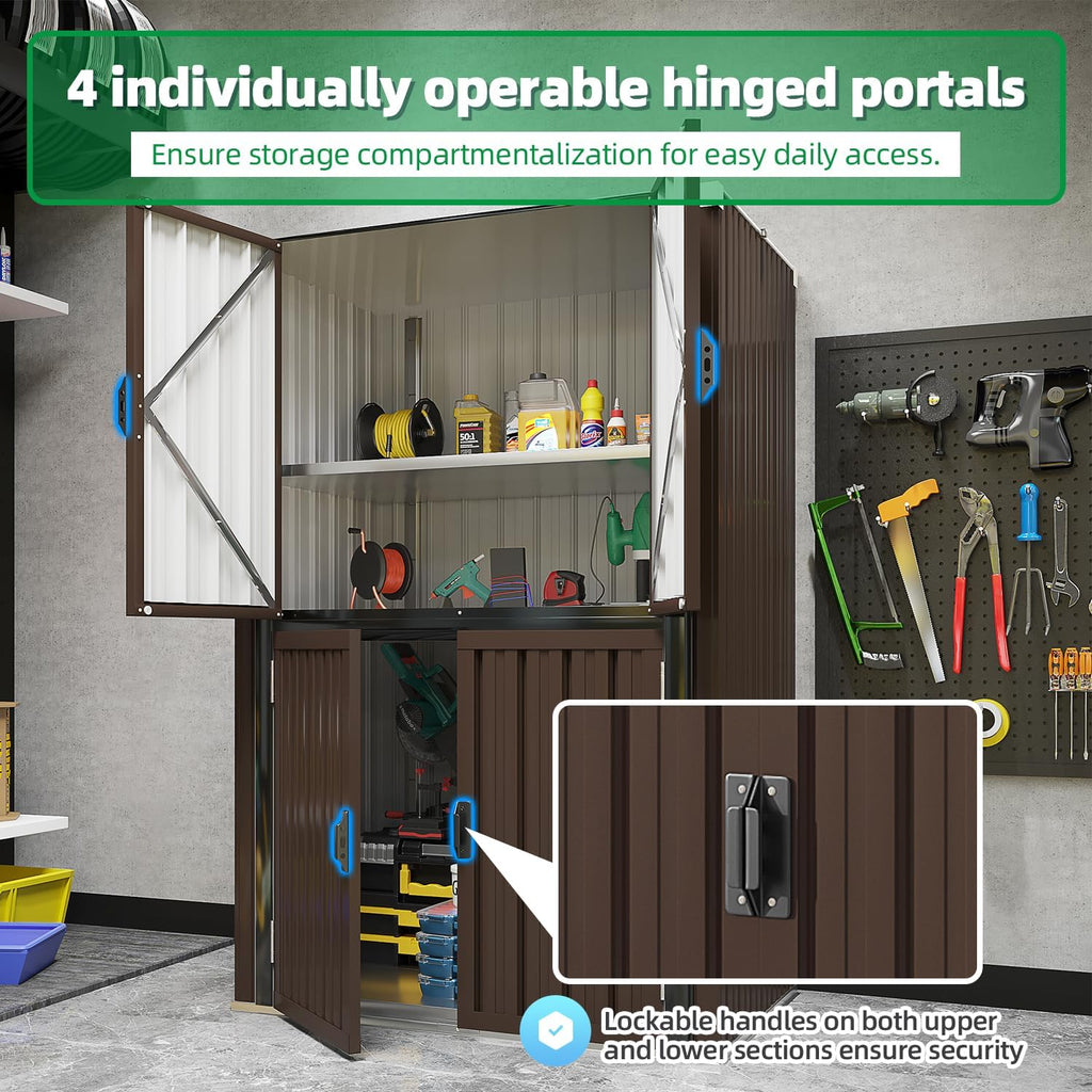 YODOLLA Outdoor Cabinet Outdoor Storage Cabinet, Brown