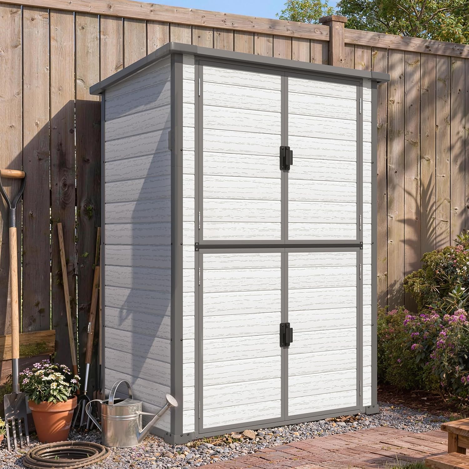 YODOLLA 58 Cu.Ft Resin Storage Cabinet Waterproof with Adjustable Shelves