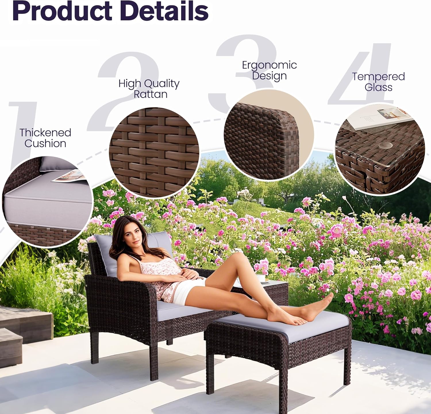 YODOLLA Outdoor 5 Pieces Patio Furniture Set, Greybest