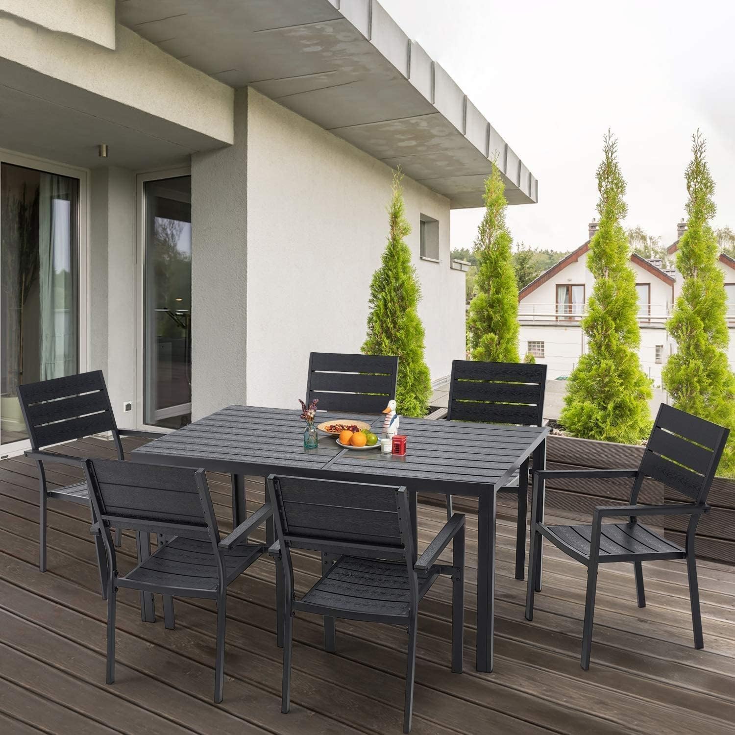 YODOLLA Dining Set, Patio 7 Piece Aluminum Patio Table and Chairs Setbest