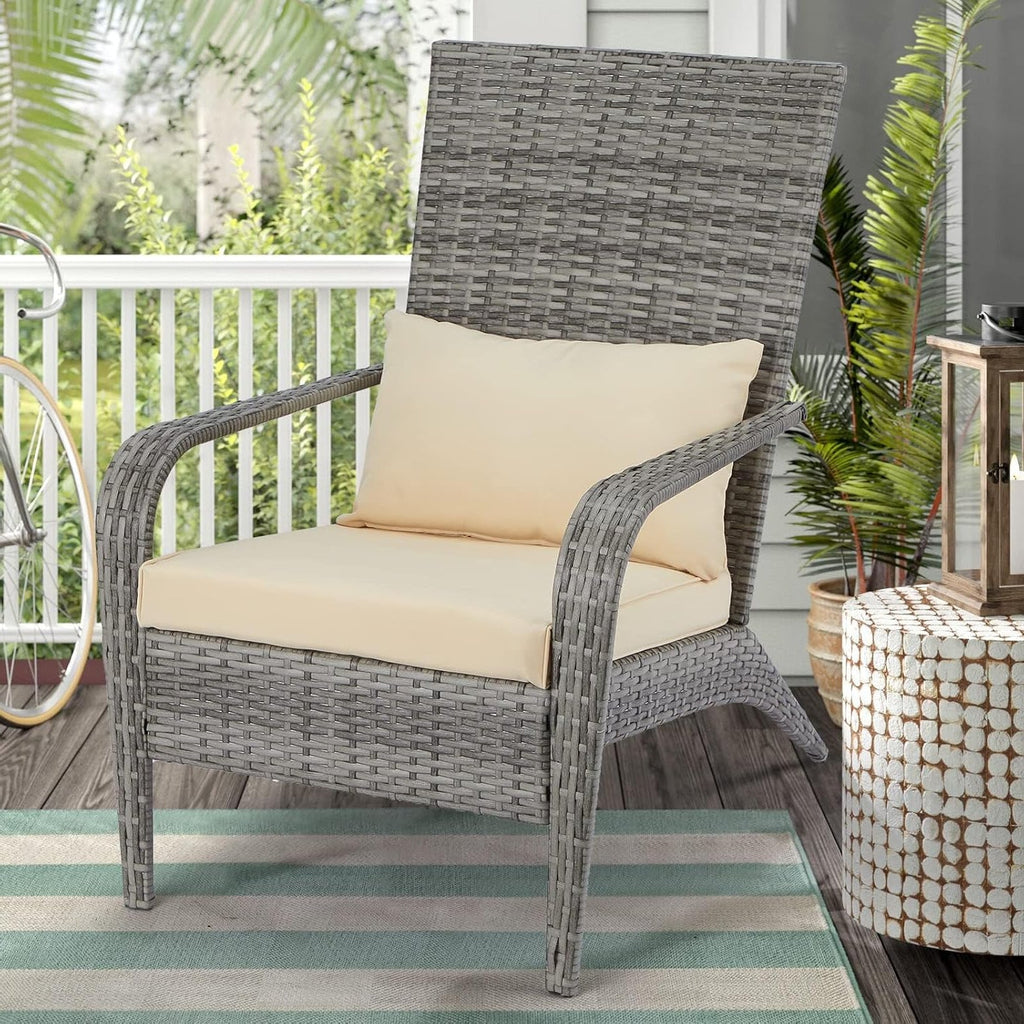 YODOLLA Patio Wicker Adirondack Chair, Coconino Rattan Dining Chairs,Greybest