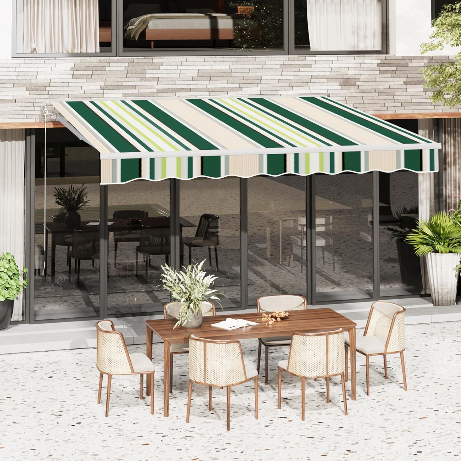 YODOLLA 13'×10' Manual Retractable Awning Sun Shade Patio