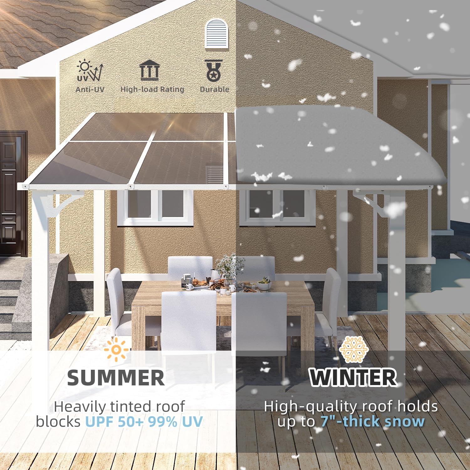 YODOLLA 8' x 8' Lean to Gazebo Pergola for Patio, White