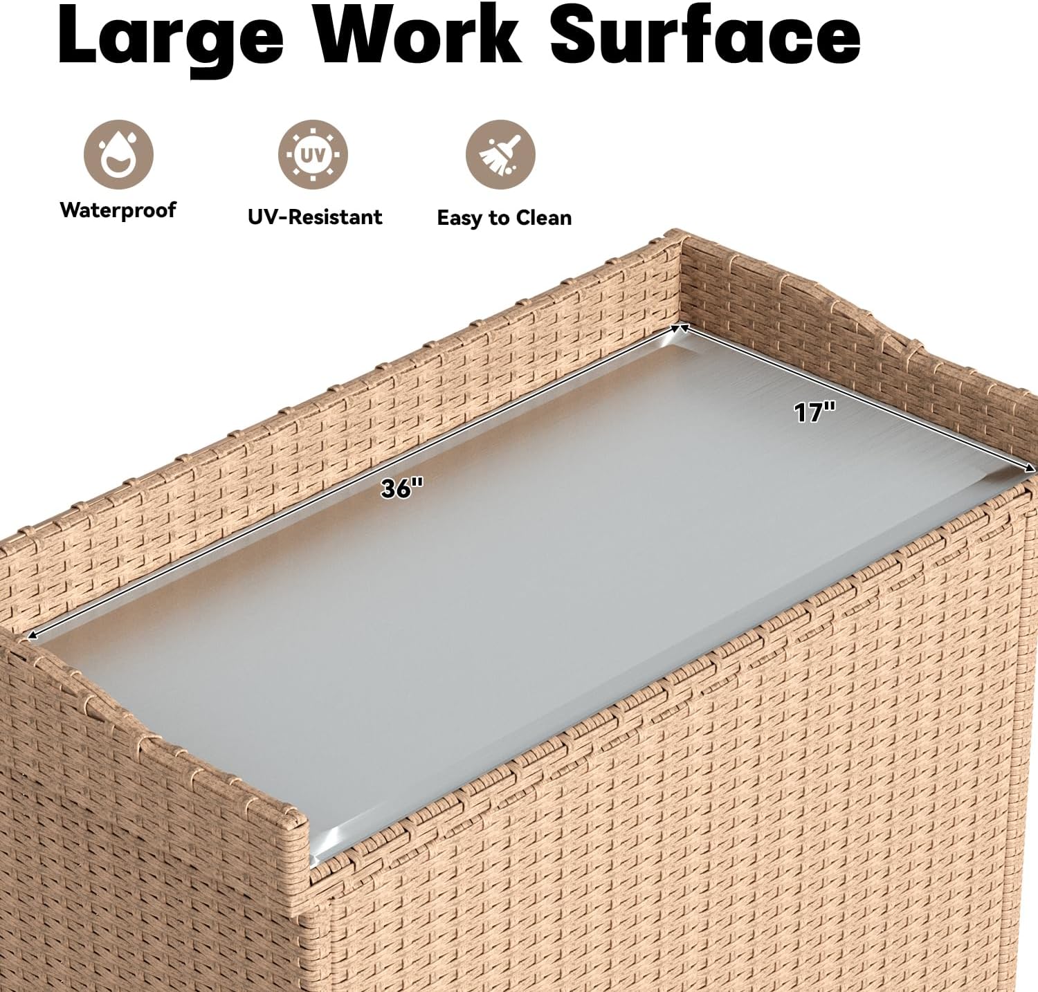 YODOLLA Outdoor Rattan Storage Cabinet, Waterproof, Beigebest