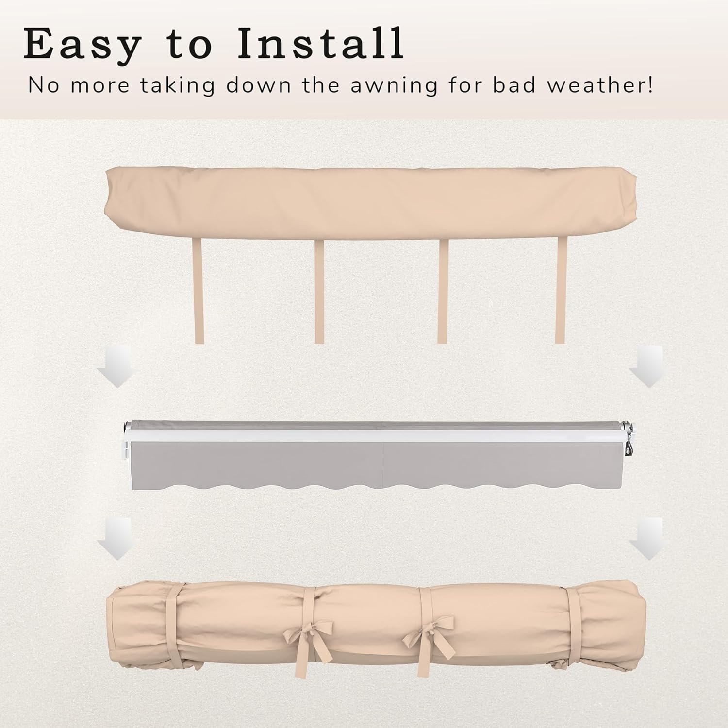 YODOLLA  Storage Bag for 10' Wide Awnings for Patio,Beige