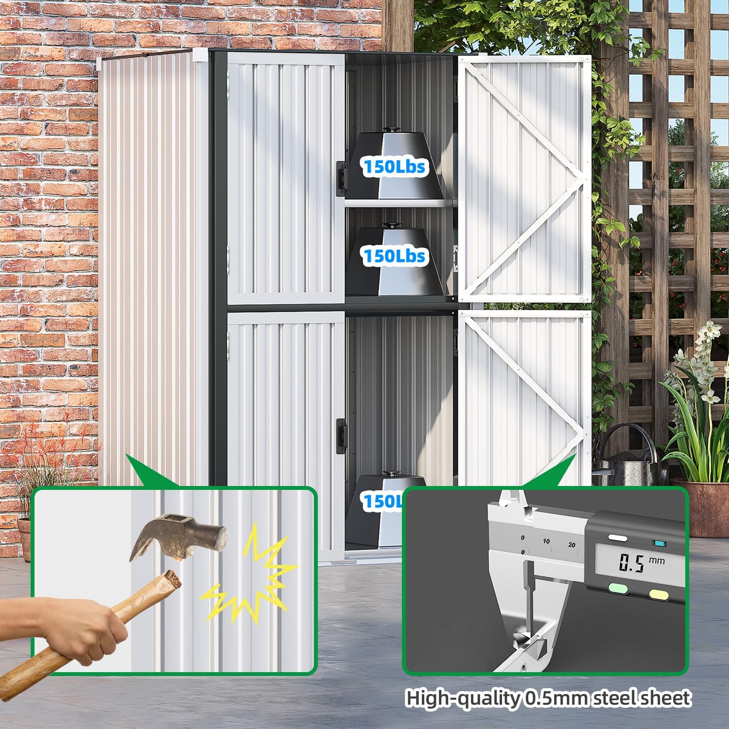 YODOLLA Outdoor Cabinet Outdoor Storage Cabinet, White