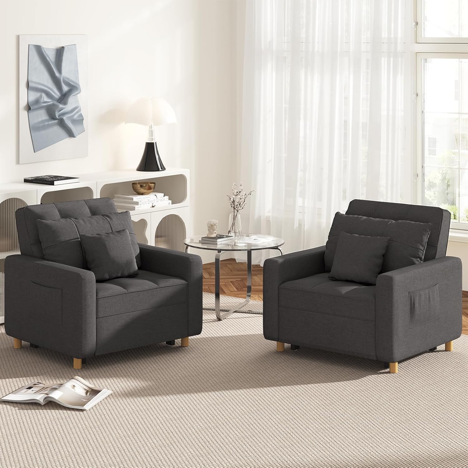 YODOLLA 36" Convertible Chair Bed, Modern Greybest