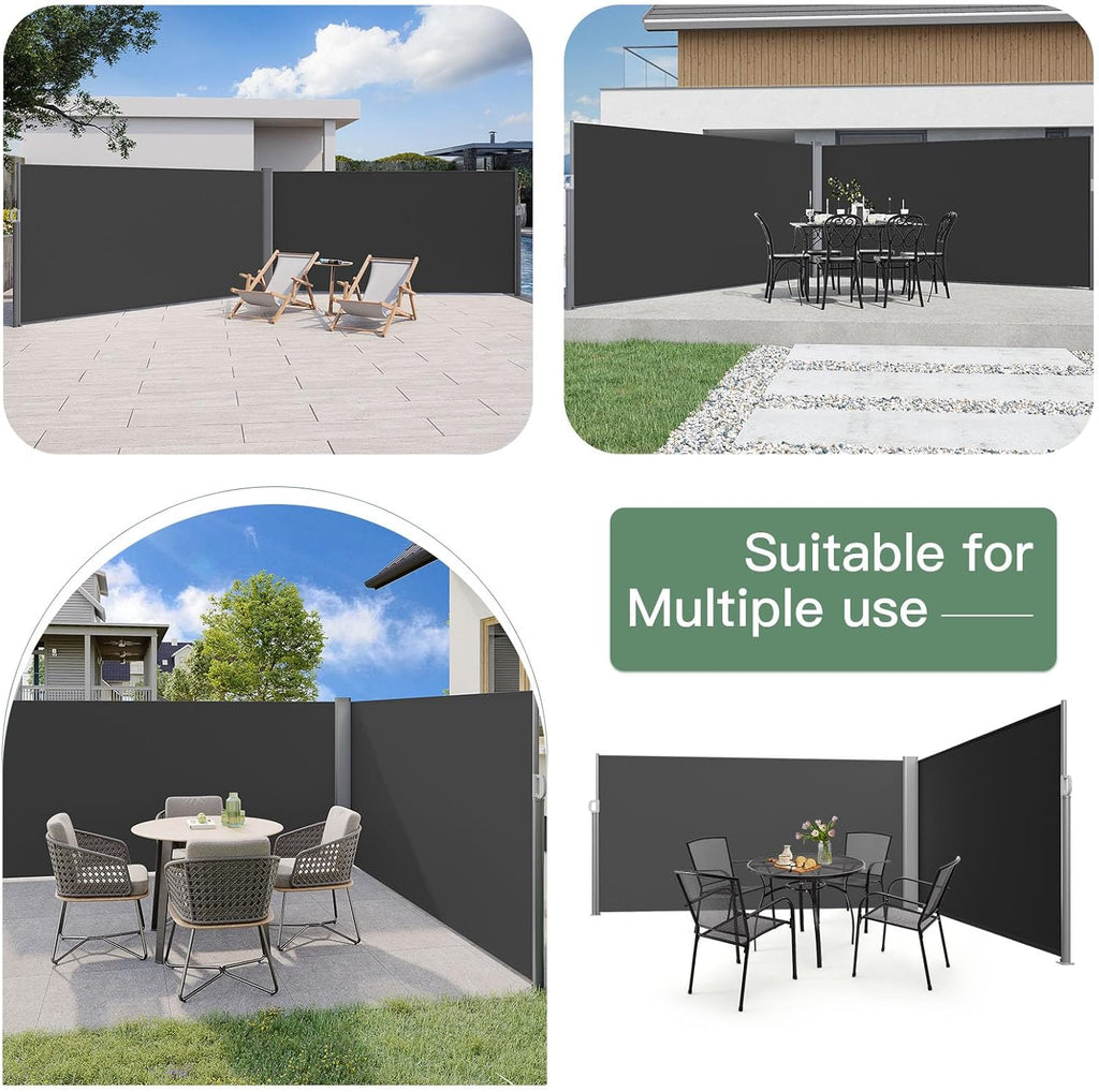 YODOLLA 236" x 63" Splashproof Retractable Side Awning, Black