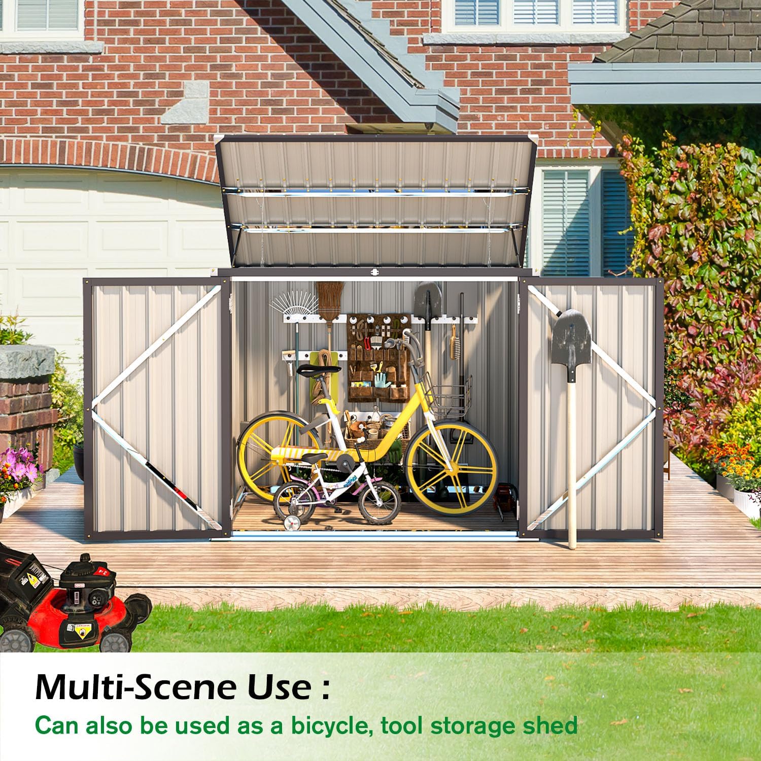YODOLLA 46 Cu.Ft Outdoor Horizontal Storage Shed, Brownbest