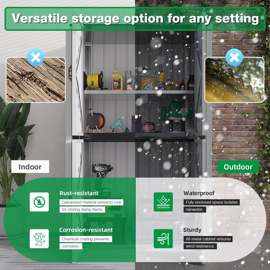 YODOLLA Outdoor Cabinet Outdoor Storage Cabinet, Whitebest