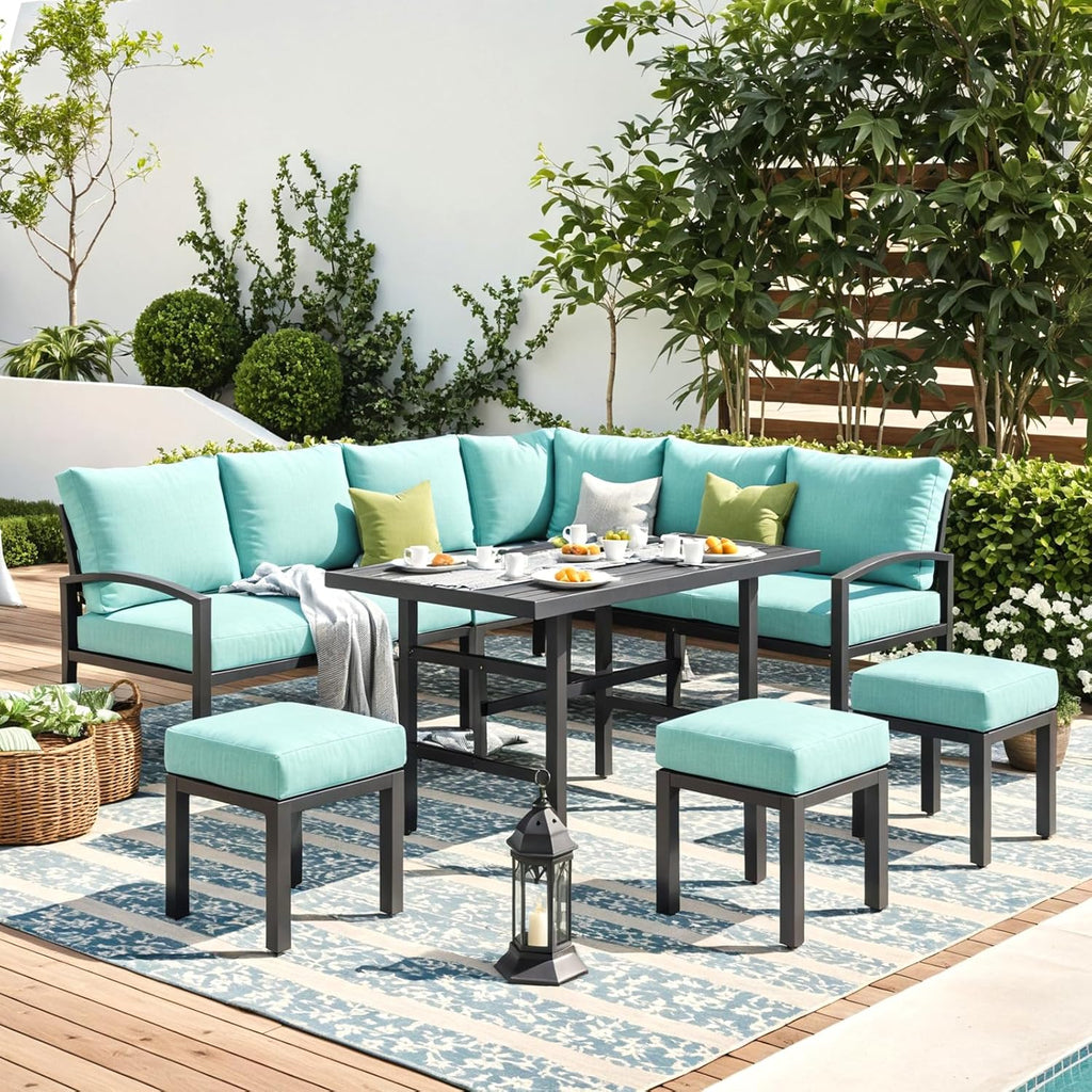 YODOLLA 7 Pieces Metal Patio Furniture Set, Green