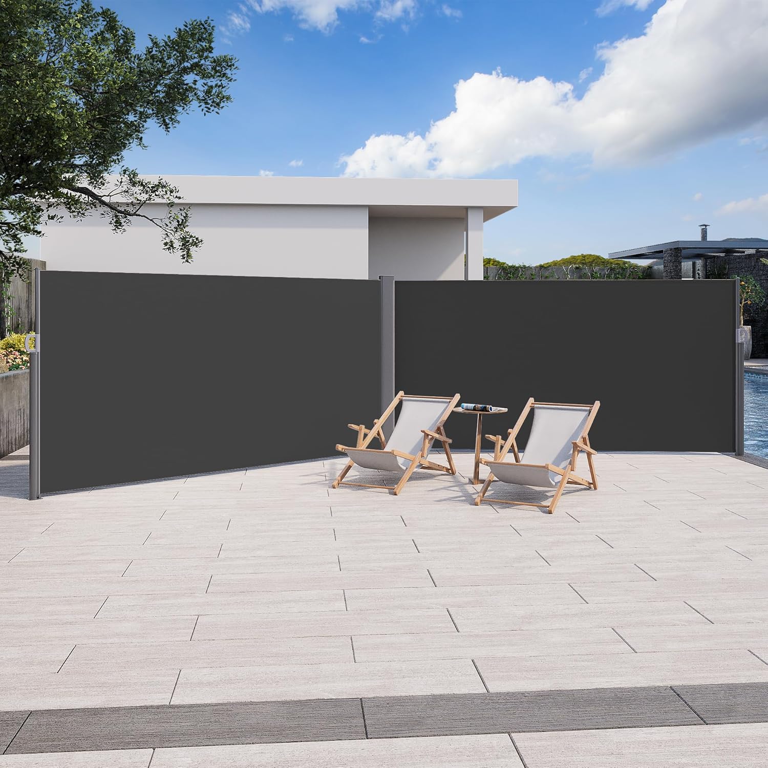 YODOLLA 236" x 63" Splashproof Retractable Side Awning, Black