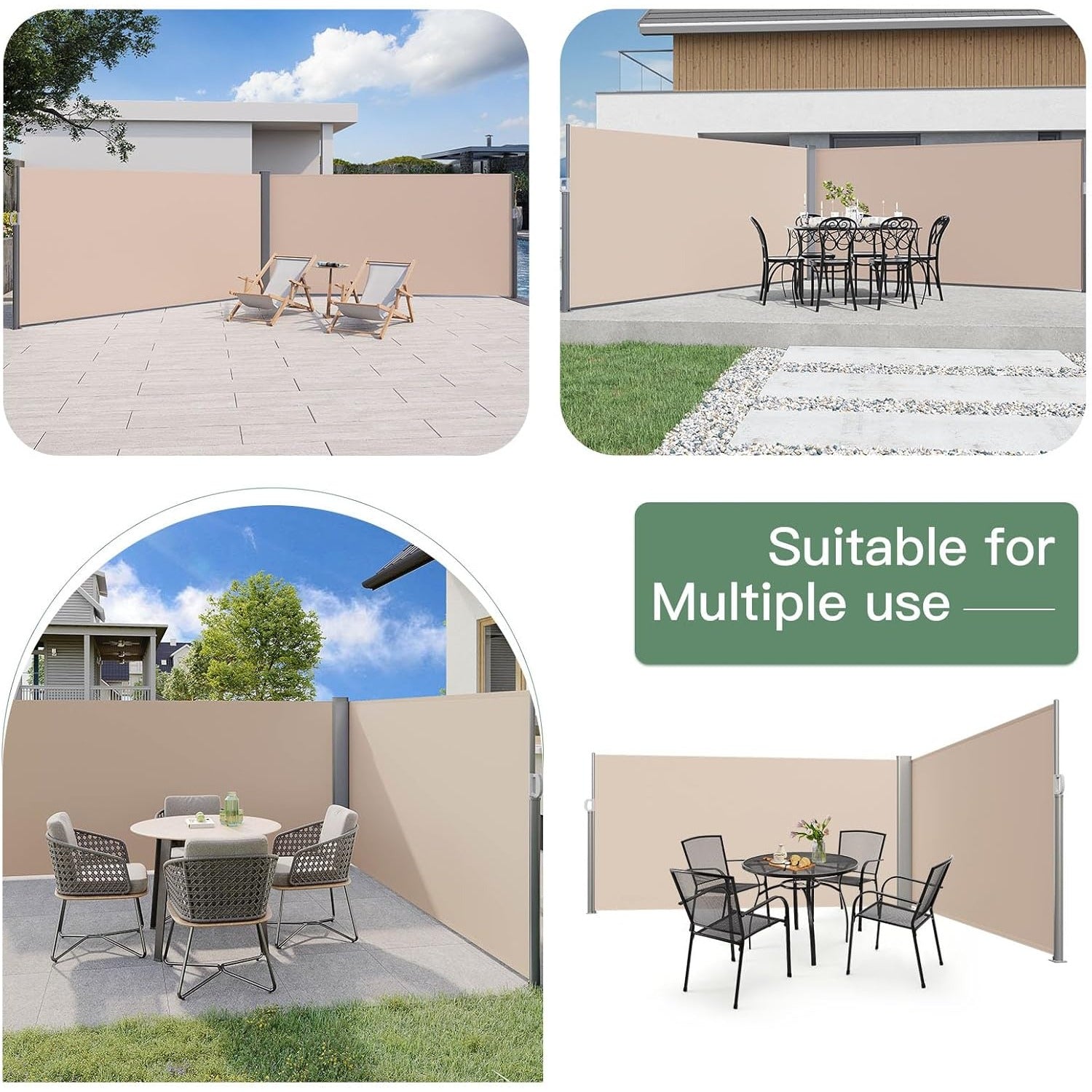 YODOLLA 236" x 63" Splashproof Retractable Side Awning, Beige