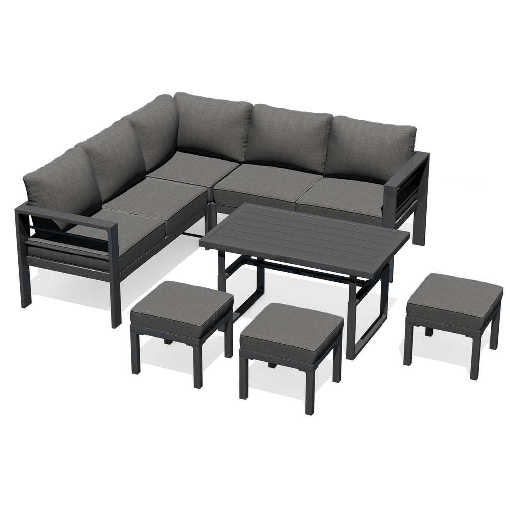 YODOLLA Outdoor Conversation Table and Chair Sets for Lawn Furniture Set, Dark Grey