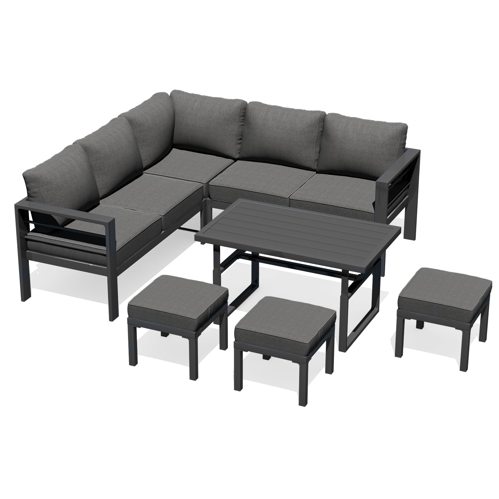 YODOLLA Outdoor Conversation Table and Chair Sets for Lawn Furniture Set, Dark Grey