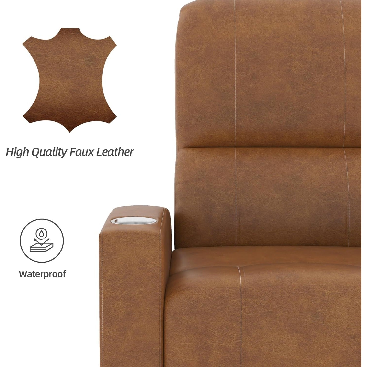 YODOLLA Recliner Sofa Chair, Faux Leather Brownbest