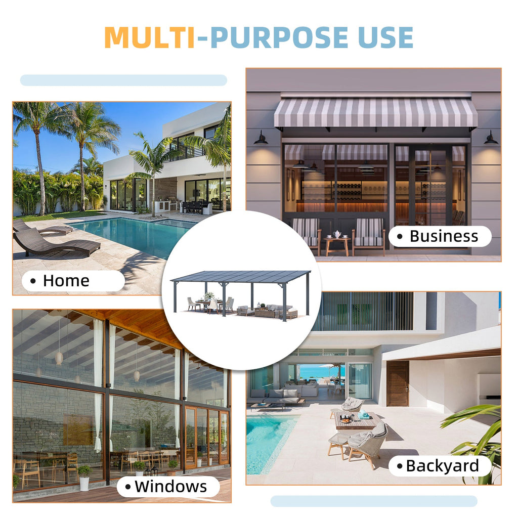 YODOLLA 20' x 8' Gazebo Outdoor Pergola, Dark Grey