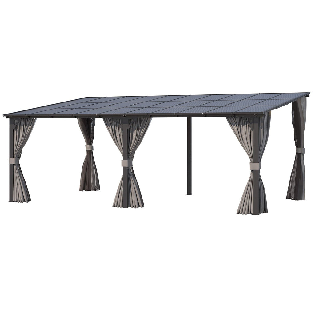 YODOLLA 20’ x 12’ Wall-Mounted Lean to Pergola Gazebo with Curtains and Nettingbest