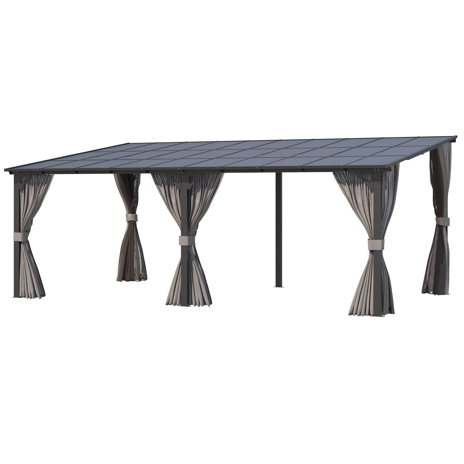 YODOLLA 20’ x 12’ Wall-Mounted Lean to Pergola Gazebo with Curtains and Nettingbest