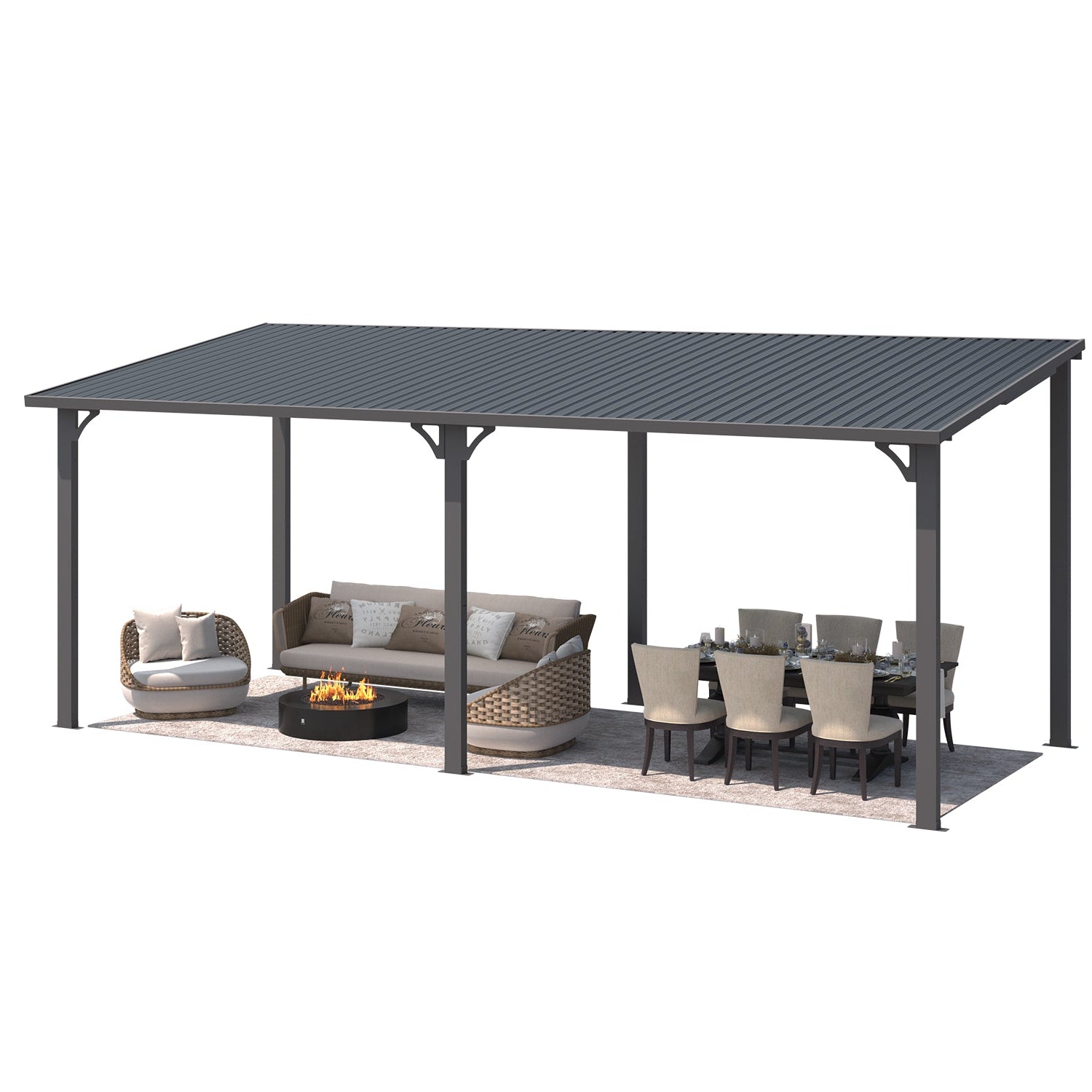 YODOLLA 20' x 8' Outdoor Hardtop Metal Gazebo for Patio