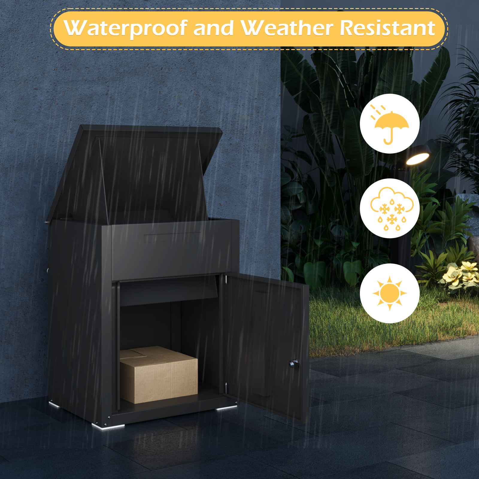 YODOLLA Package Delivery Box for Outside, Black (13.7" x 17.7" x 21.6")best