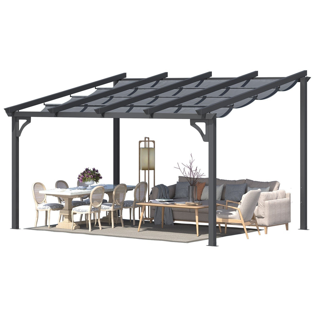YODOLLA 14' x 10' Gazebo for Patio, Retractable Pergola with Adjustable Sun Shade Canopy Roofbest