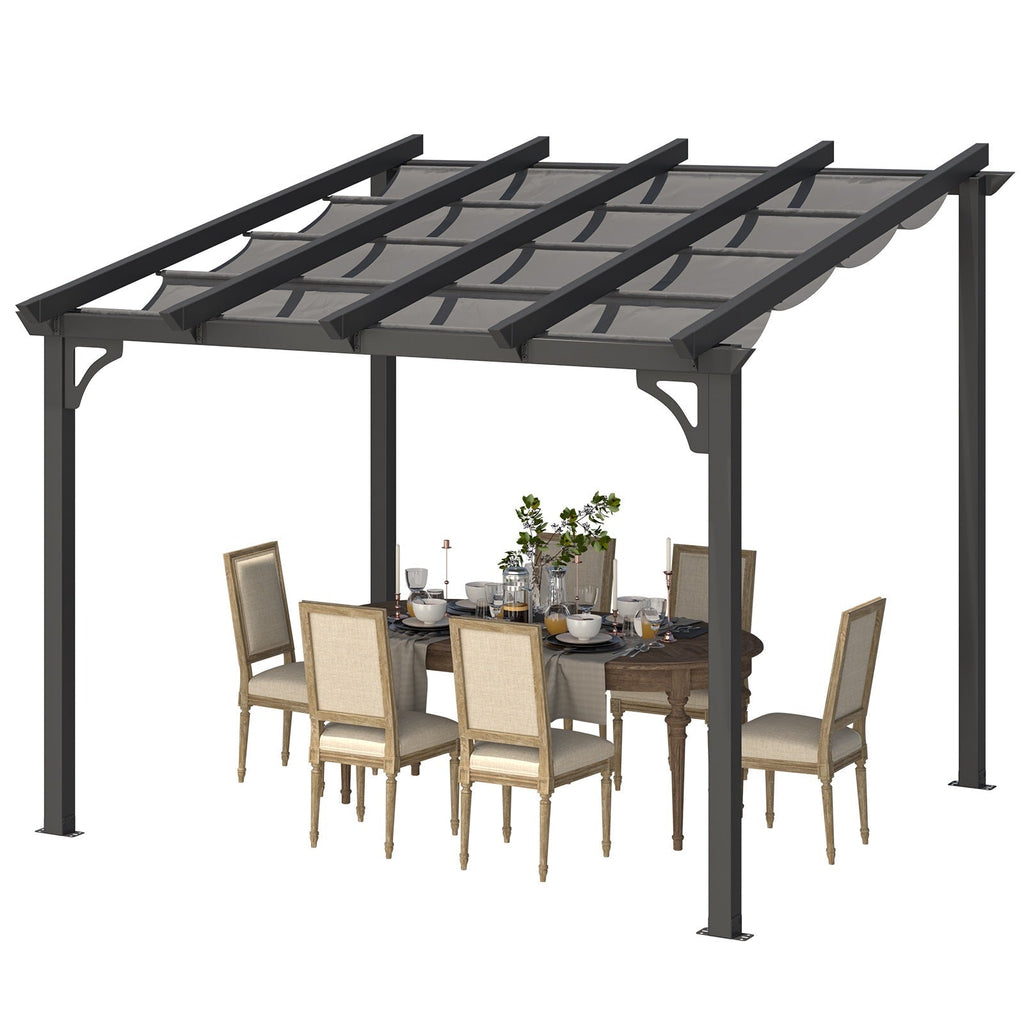 YODOLLA 10' x 8' Gazebo for Patio, Retractable Pergola with Adjustable Sun Shade Canopy Roof