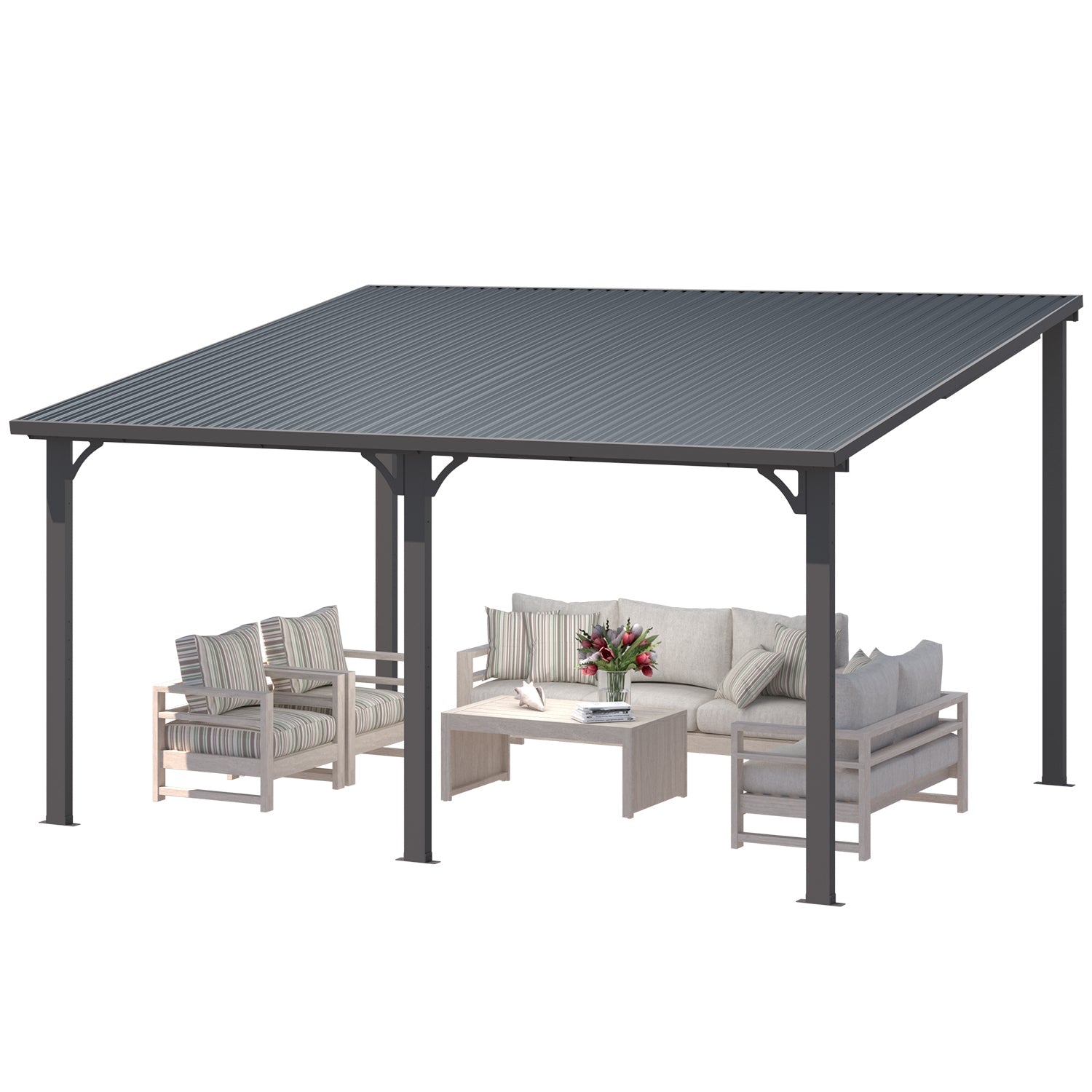 YODOLLA 14' x 12' Outdoor Hardtop Metal Gazebo for Patio