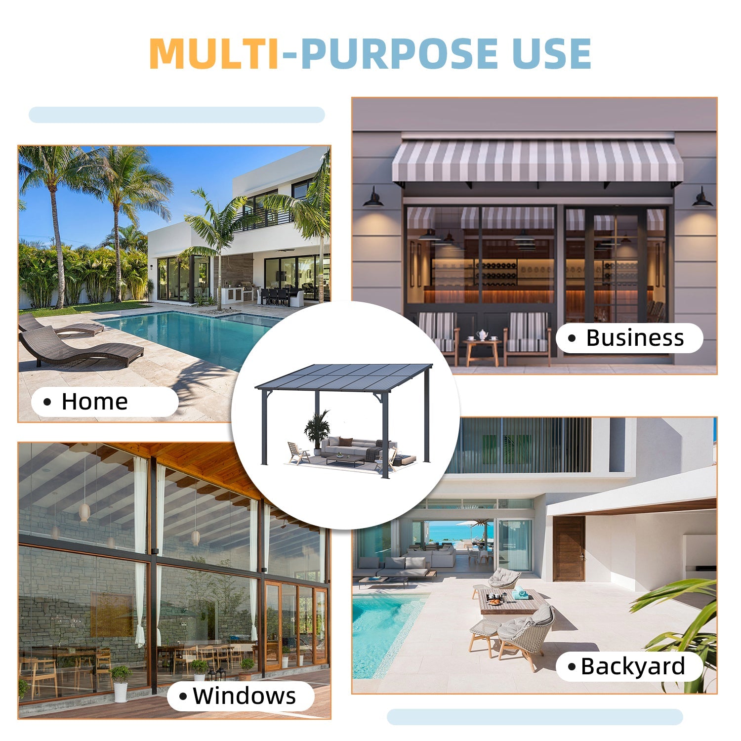 YODOLLA 12' x 8' Hard Top Lean to Gazebo Outdoor Pergola, Dark Graybest