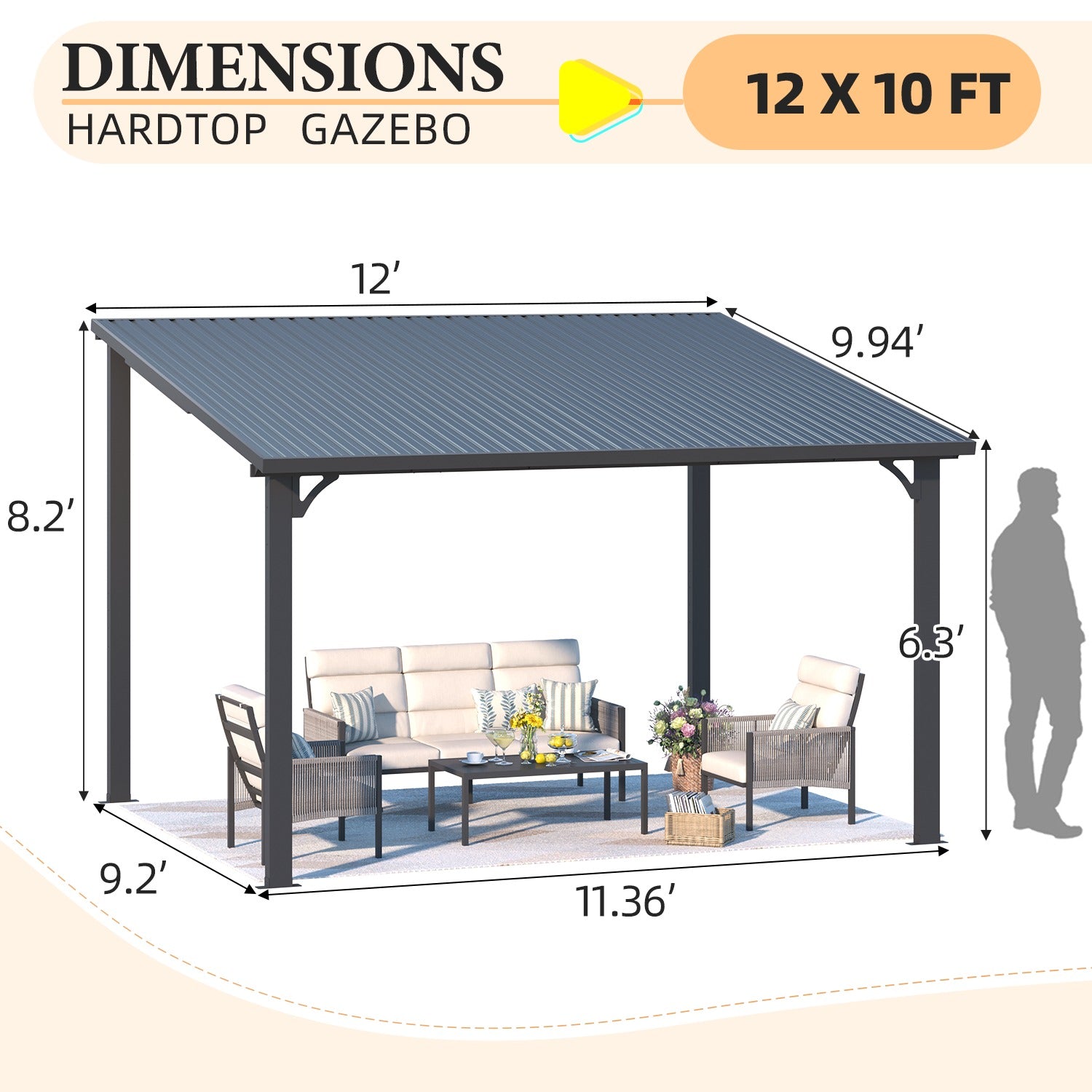 YODOLLA 12' x 10' Outdoor Hardtop Pergola Gazebo for Patiobest