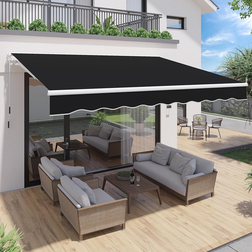 YODOLLA 13'×10' Manual Retractable Awning Sun Shade Patio