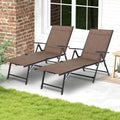 YODOLLA 7 Back & 2 Leg Adjustable Outdoor Chaise Lounge Chair Set of 2, Brown