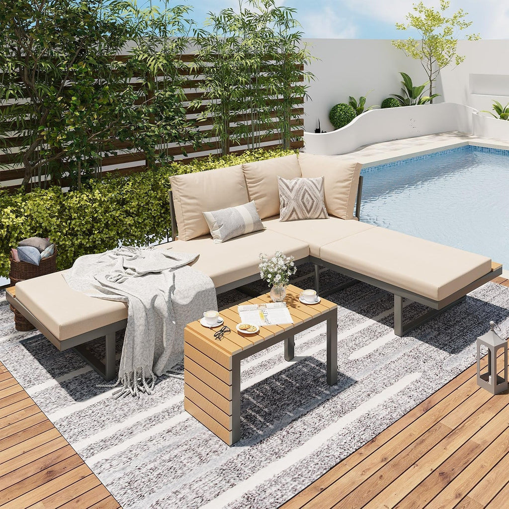 YODOLLA 4 Piece Metal Patio Furniture Set