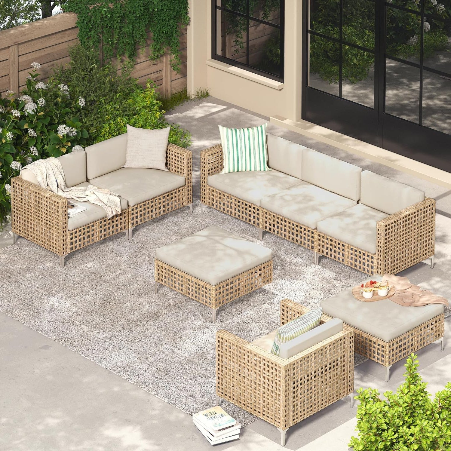 YODOLLA 8 Pieces Outdoor Wicker Patio Furniture Sofa