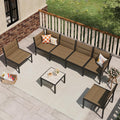 YODOLLA 7-Pc Sectional Patio Set Textilene Fabric, Brownbest