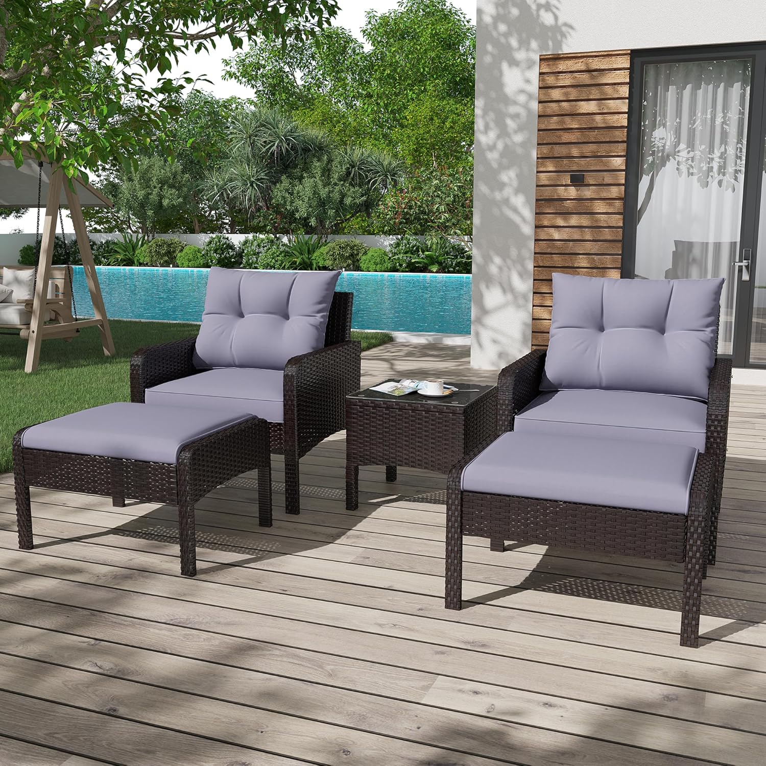YODOLLA Outdoor 5 Pieces Patio Furniture Set, Greybest